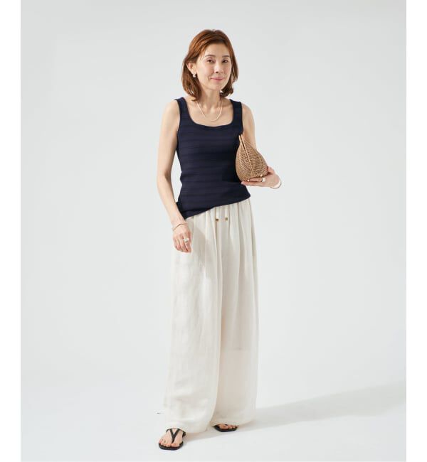 VERMEIL par iena「《手洗い可》リブスクエアネックノースリーブ」|タンクトップ|
