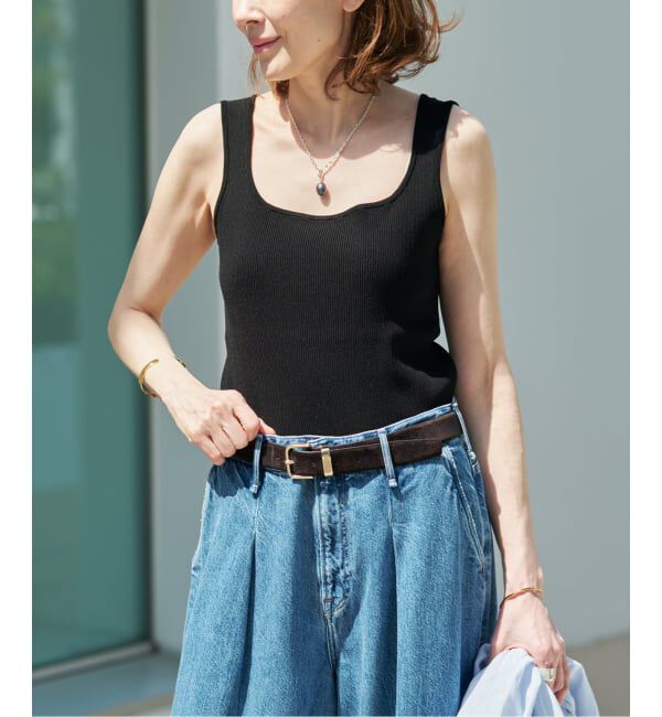 VERMEIL par iena「《手洗い可》リブスクエアネックノースリーブ」|タンクトップ|