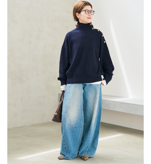 Spick and Span「《予約》ゴールドボタンハイネックニットプルオーバー」|ニット・セーター|