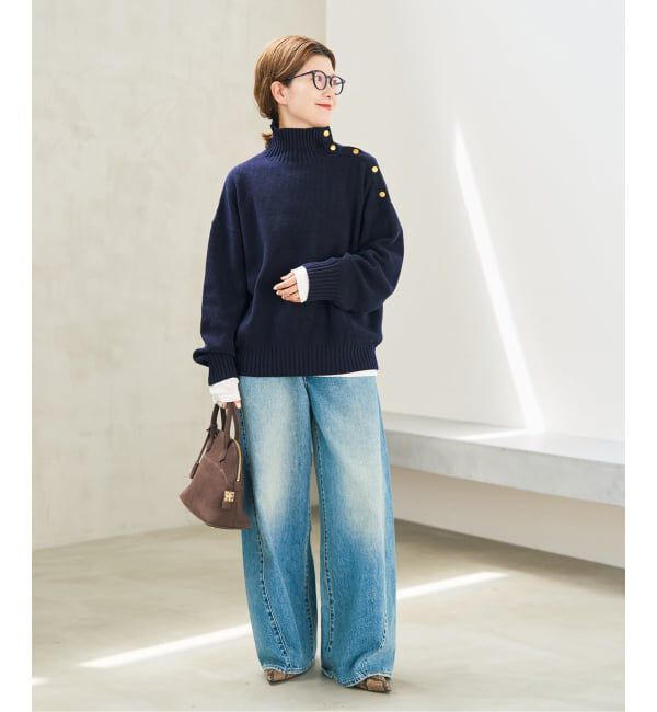 Spick and Span「《予約》ゴールドボタンハイネックニットプルオーバー」|ニット・セーター|