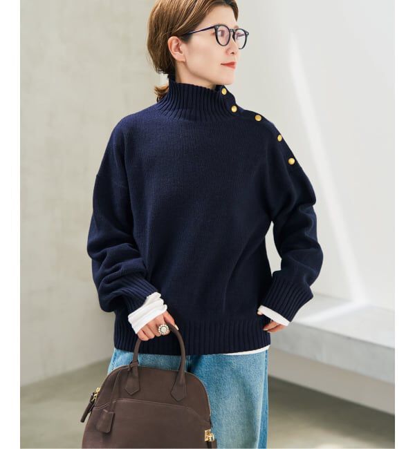 Spick and Span「《予約》ゴールドボタンハイネックニットプルオーバー」|ニット・セーター|