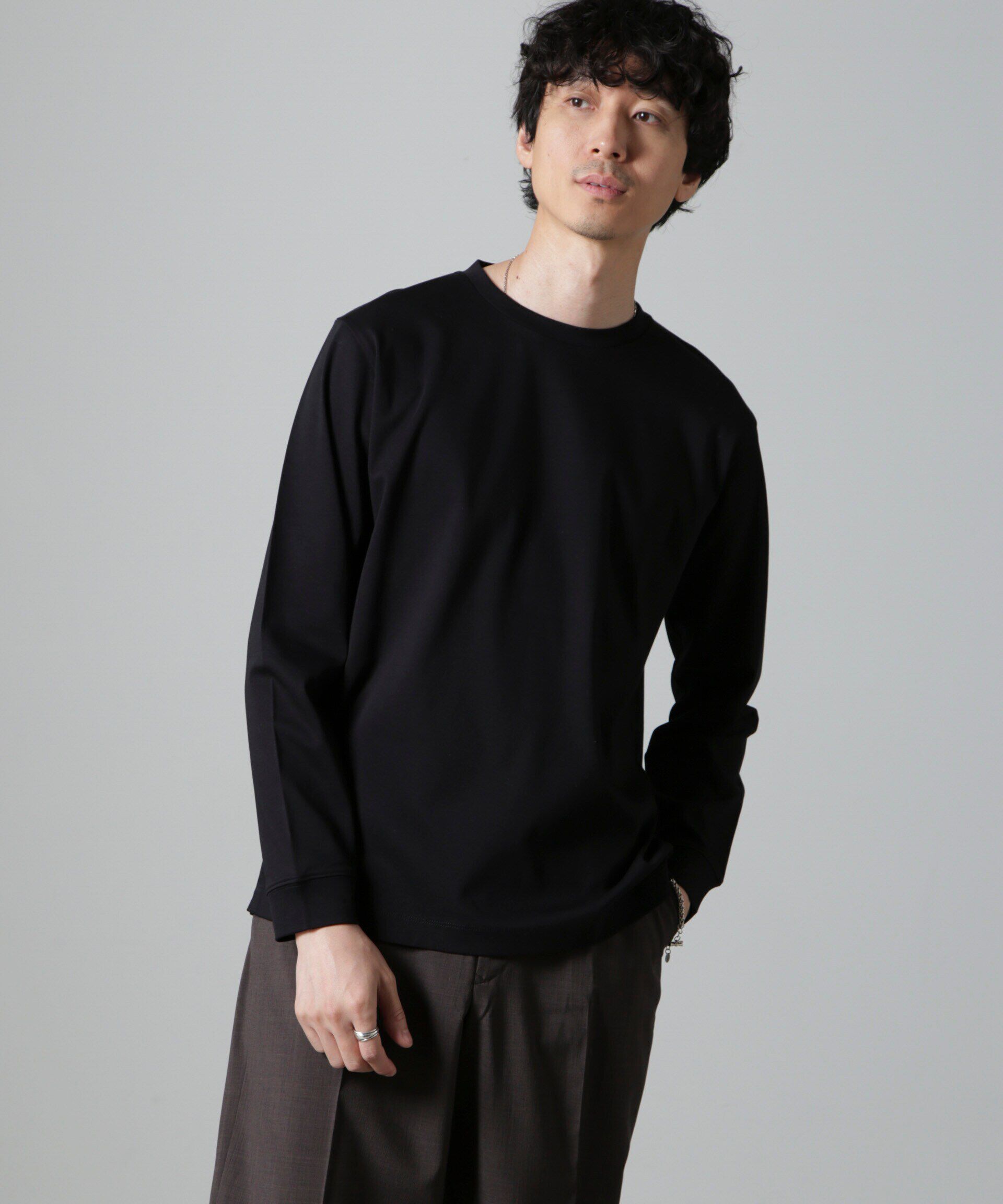 NANO universe「アンチスメルクルーネックTシャツ 長袖」|Tシャツ・カットソー|