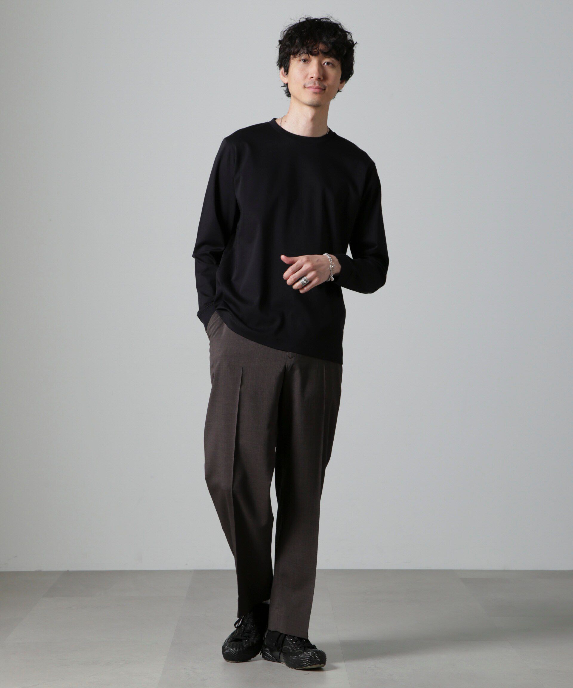 NANO universe「アンチスメルクルーネックTシャツ 長袖」|Tシャツ・カットソー|