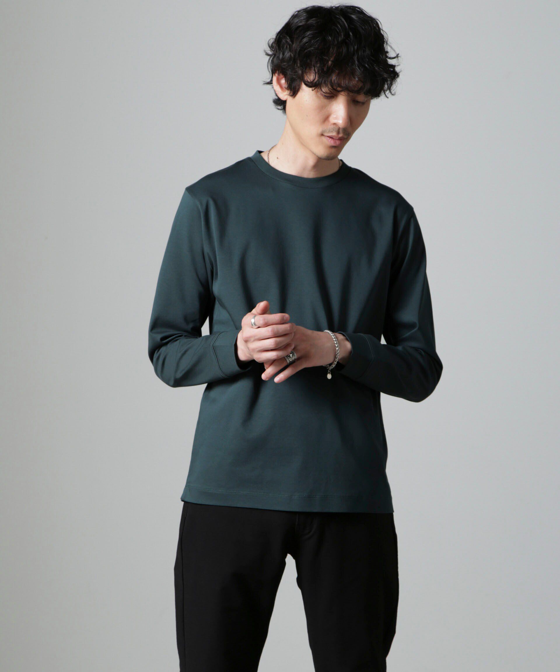 NANO universe「アンチスメルクルーネックTシャツ 長袖」|Tシャツ・カットソー|グリーン
