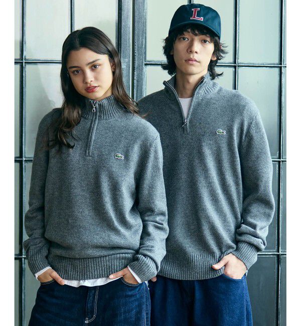 LACOSTE「ハイネックハーフジップ ウールニットセーター」|ニット・セーター|