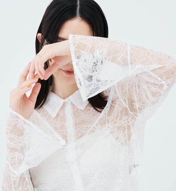 NOLLEY'S「【WEB＆一部店舗限定カラーアイテム】ウォッシャブルレースシャツブラウス」|シャツ・ブラウス|