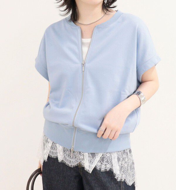 fredy emue「ミニ裏毛前開きZIPプルオーバー」|Tシャツ・カットソー|サックス