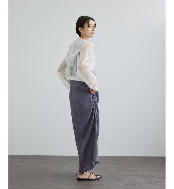 SALON adam et rope'「コットンリネンメッシュフードボレロ」|カーディガン|