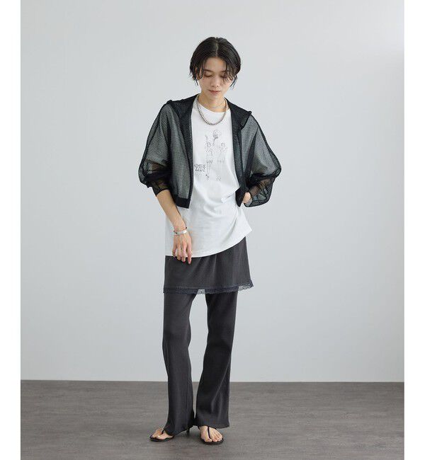 SALON adam et rope'「コットンリネンメッシュフードボレロ」|カーディガン|