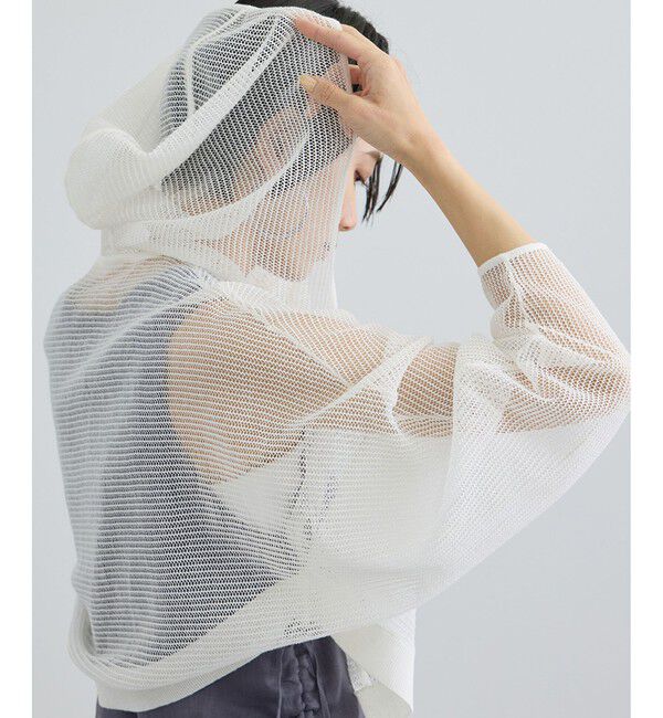SALON adam et rope'「コットンリネンメッシュフードボレロ」|カーディガン|オフホワイト(15)