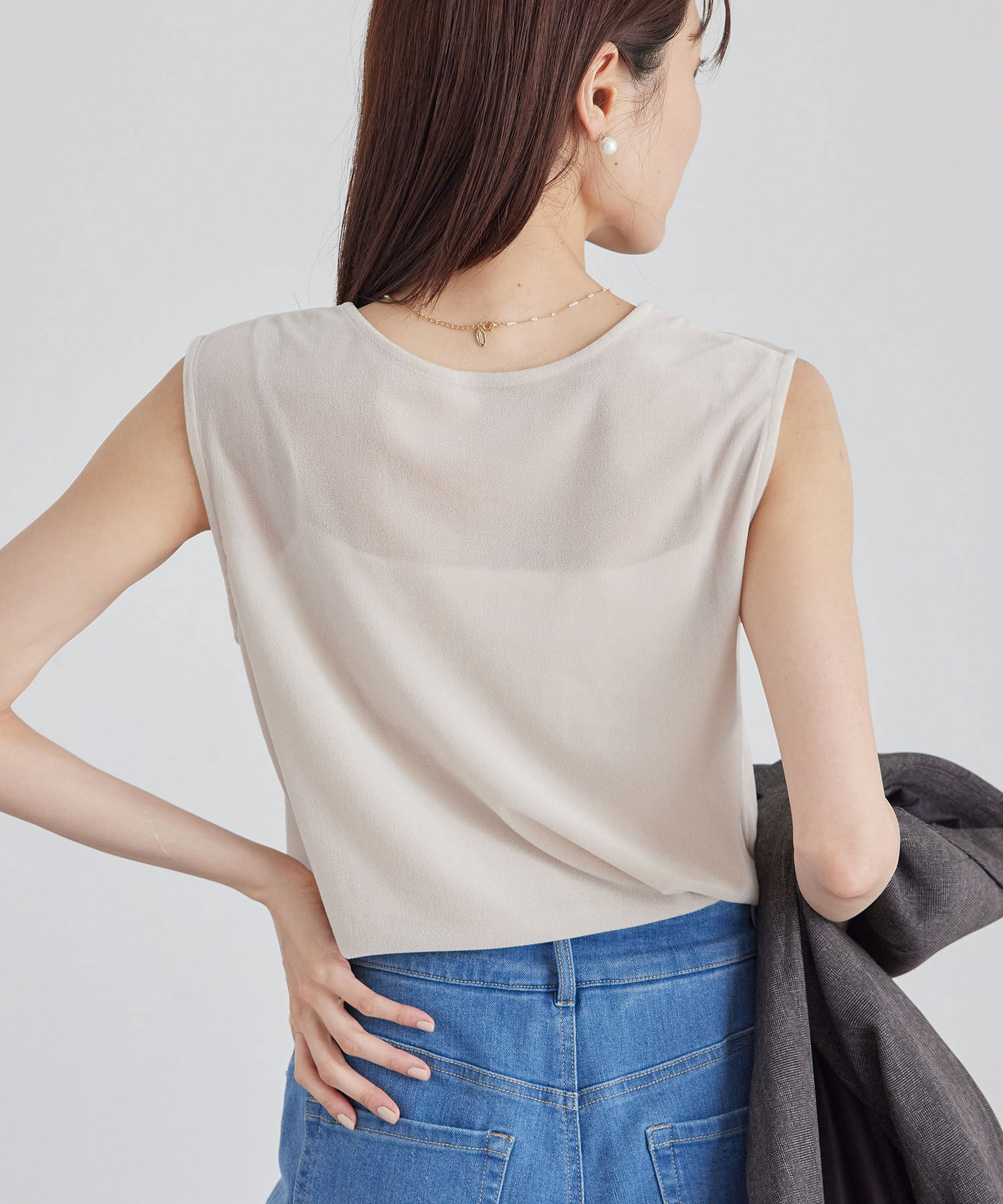 Rope&rsquo;Picnic「ベロアノースリーブカットトップス」|Tシャツ・カットソー|