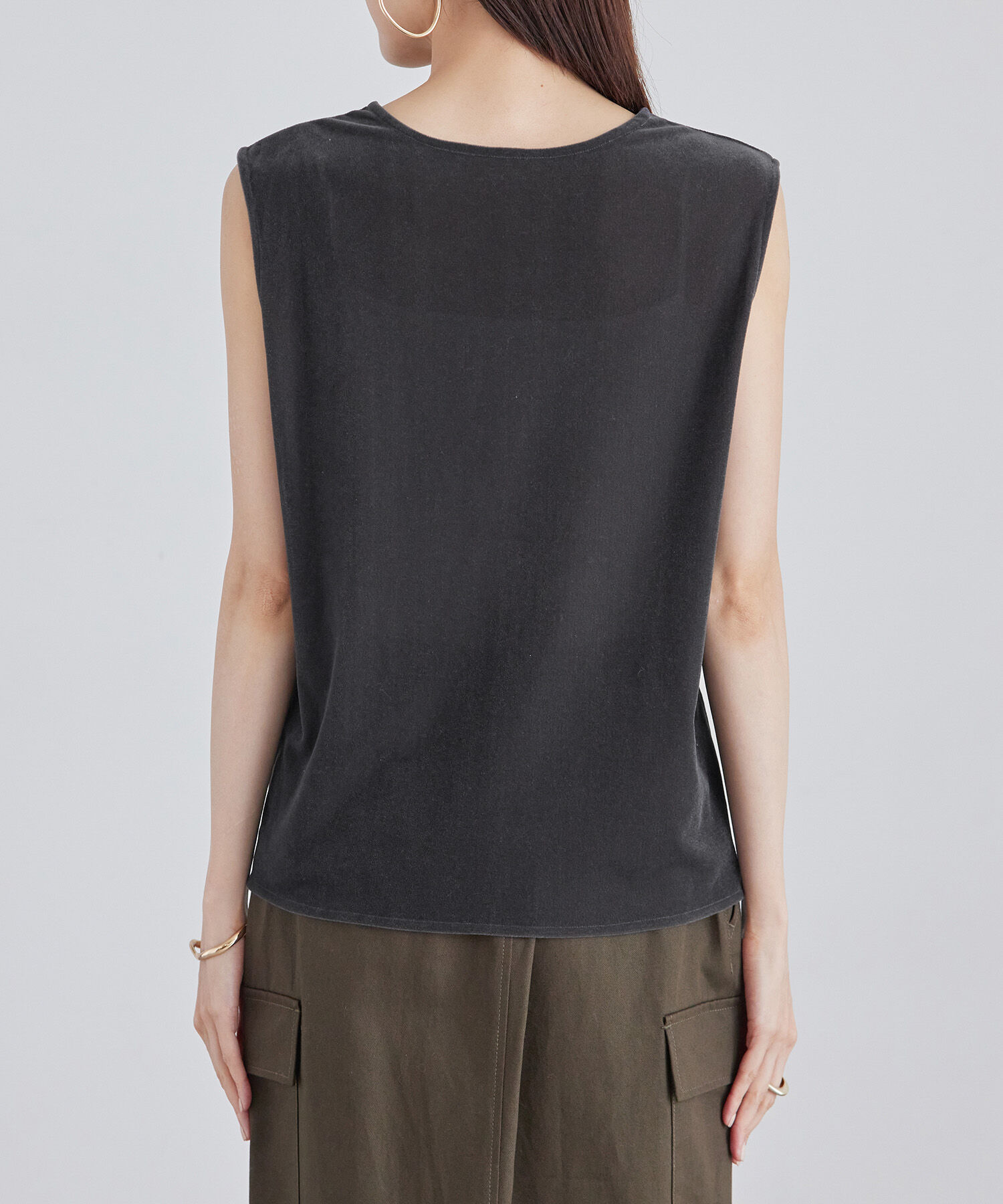 Rope&rsquo;Picnic「ベロアノースリーブカットトップス」|Tシャツ・カットソー|