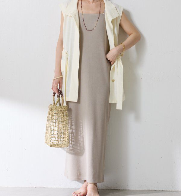  「【撥水/リバイバル/高身長サイズ】カットリブキャミワンピース」|ワンピース|