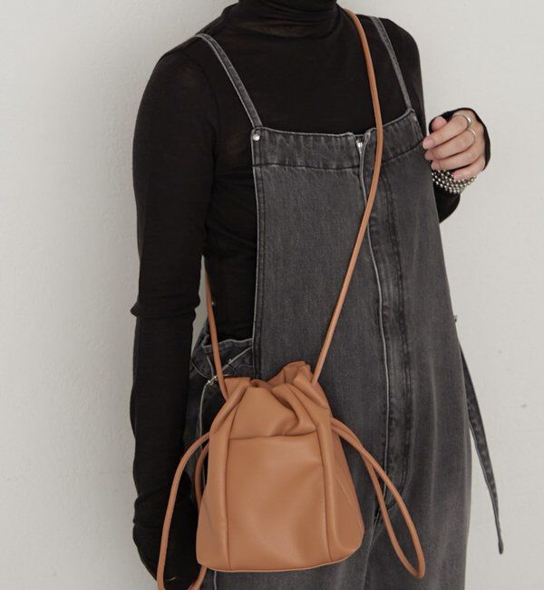  「巾着ショルダーBag」|ショルダー・メッセンジャー|キャメル