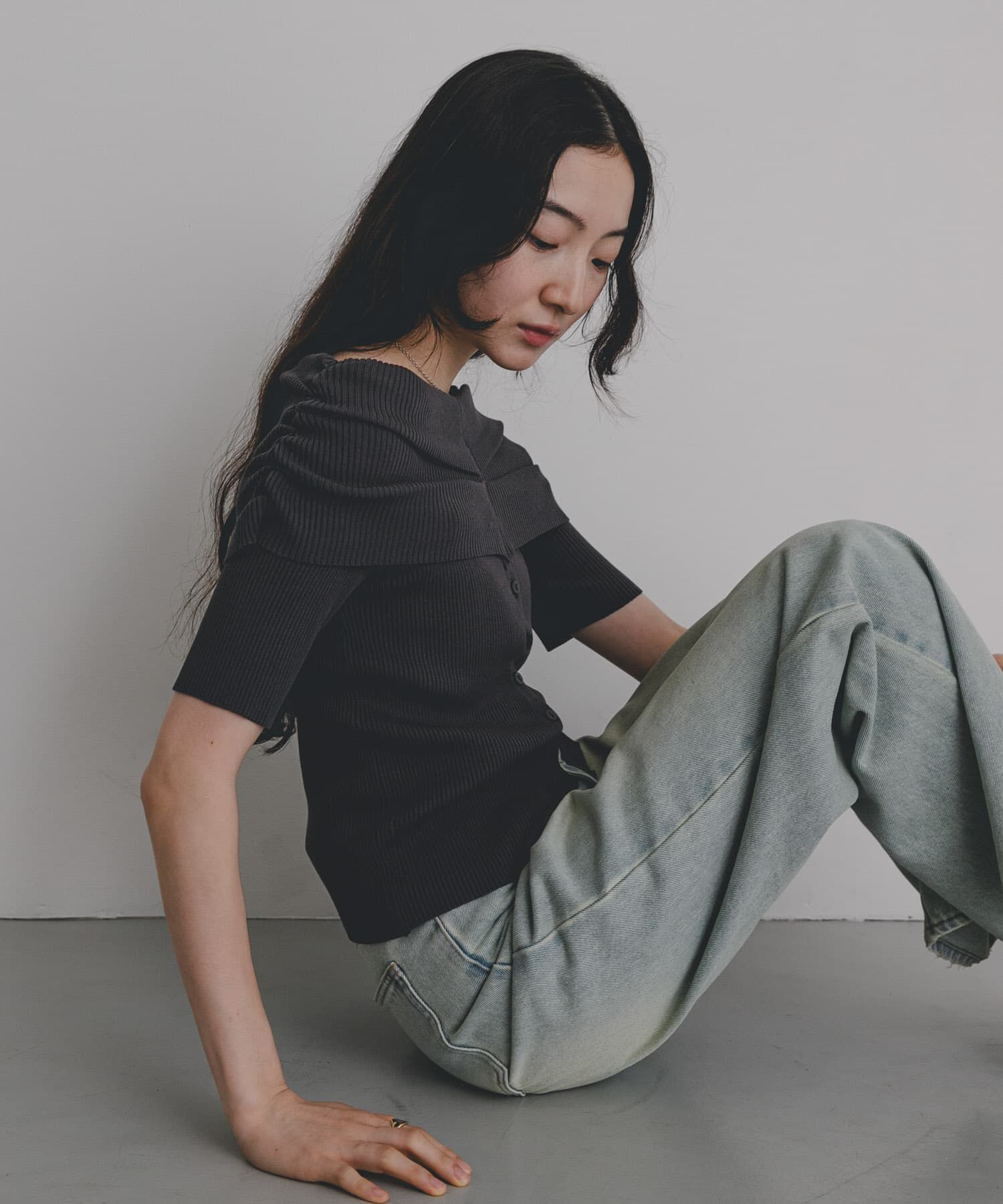 SENSE OF PLACE by URBAN RESEARCH「『洗濯可』オフショルリブセーター(半袖)」|ニット・セーター|