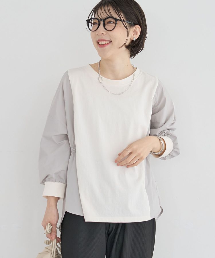 Green Parks「7分袖サイドシャーリングドッキングプルオーバー」|Tシャツ・カットソー|Off White