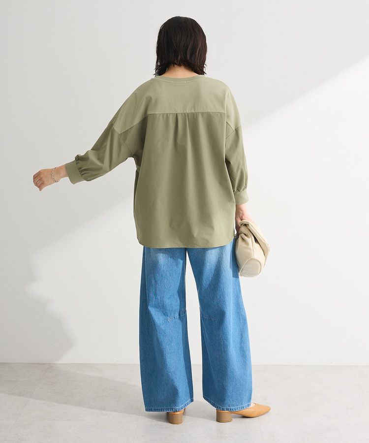 Green Parks「7分袖サイドシャーリングドッキングプルオーバー」|Tシャツ・カットソー|