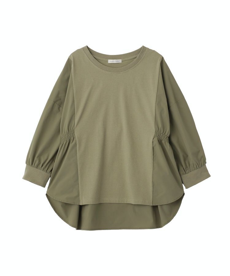 Green Parks「7分袖サイドシャーリングドッキングプルオーバー」|Tシャツ・カットソー|