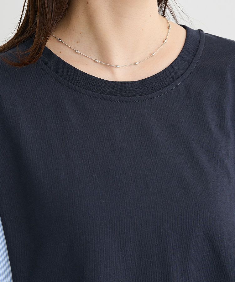 Green Parks「7分袖サイドシャーリングドッキングプルオーバー」|Tシャツ・カットソー|