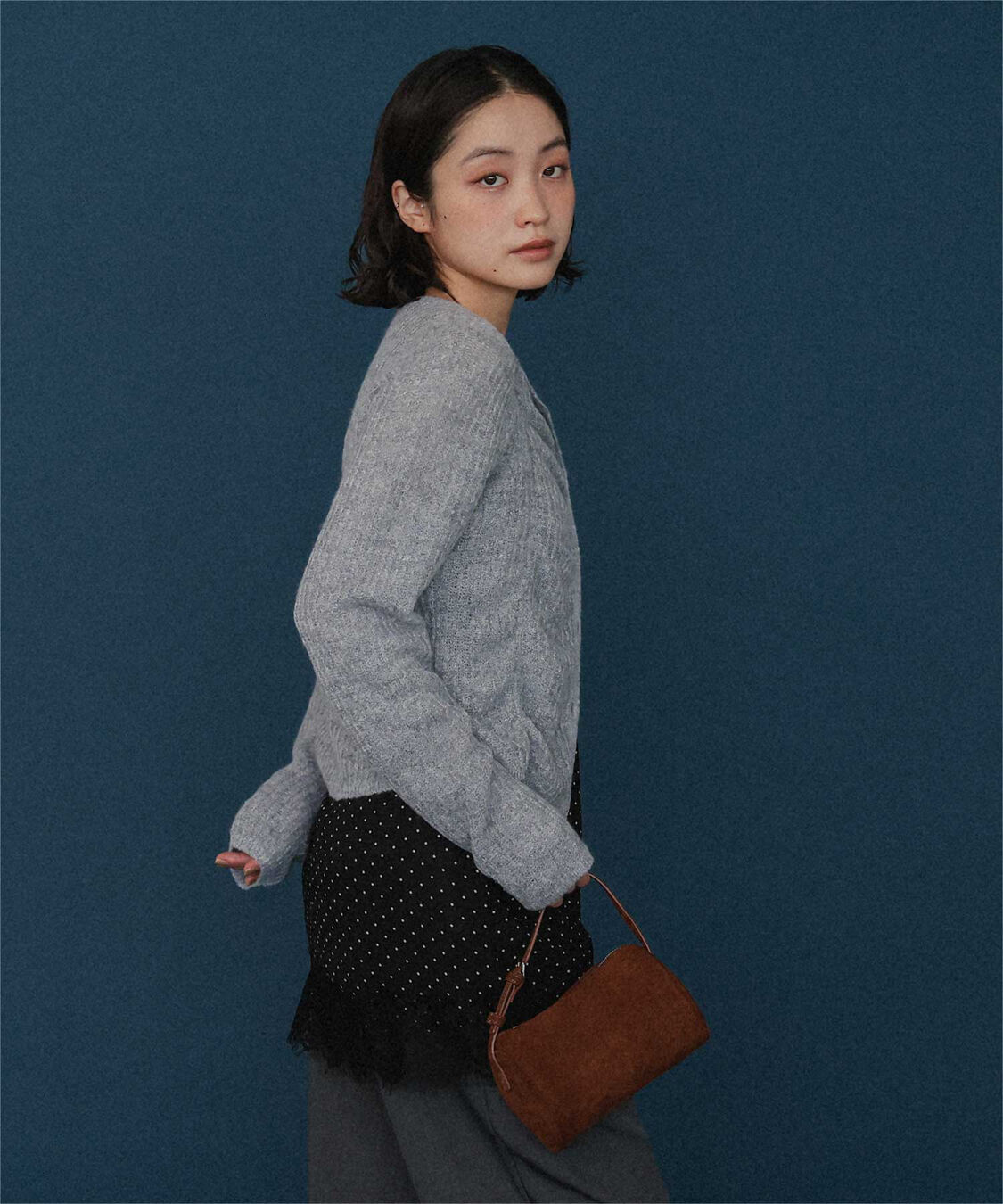 miette「モヘヤシャーリングデザインニットカーディガン」|ニット・セーター|