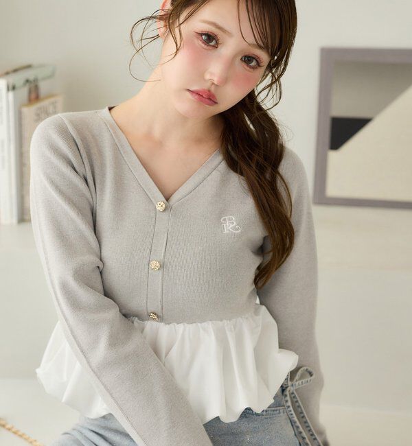  「ロゴ刺繍入りバルーントップス」|ニット・セーター|