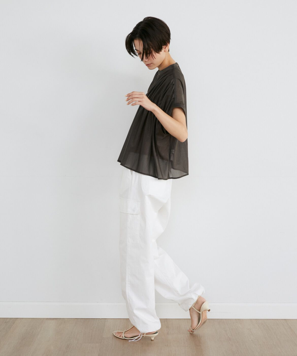 INED「《大きいサイズ》タックキャザーカットブラウス《Luftrobe》」|Tシャツ・カットソー|
