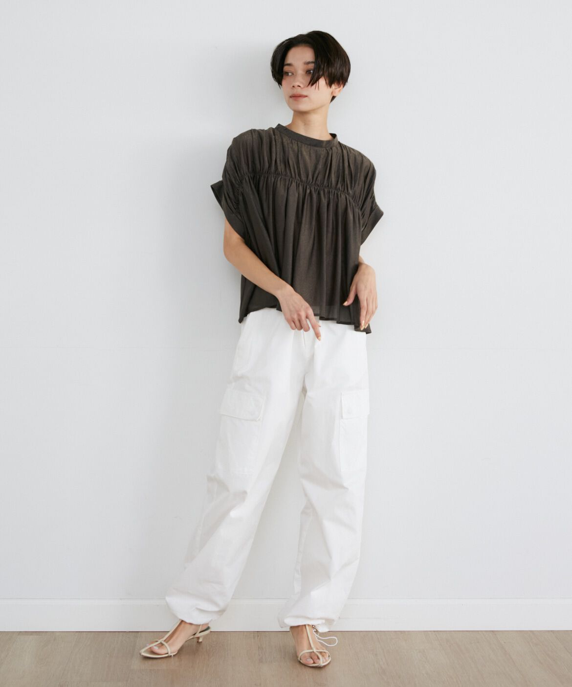 INED「《大きいサイズ》タックキャザーカットブラウス《Luftrobe》」|Tシャツ・カットソー|