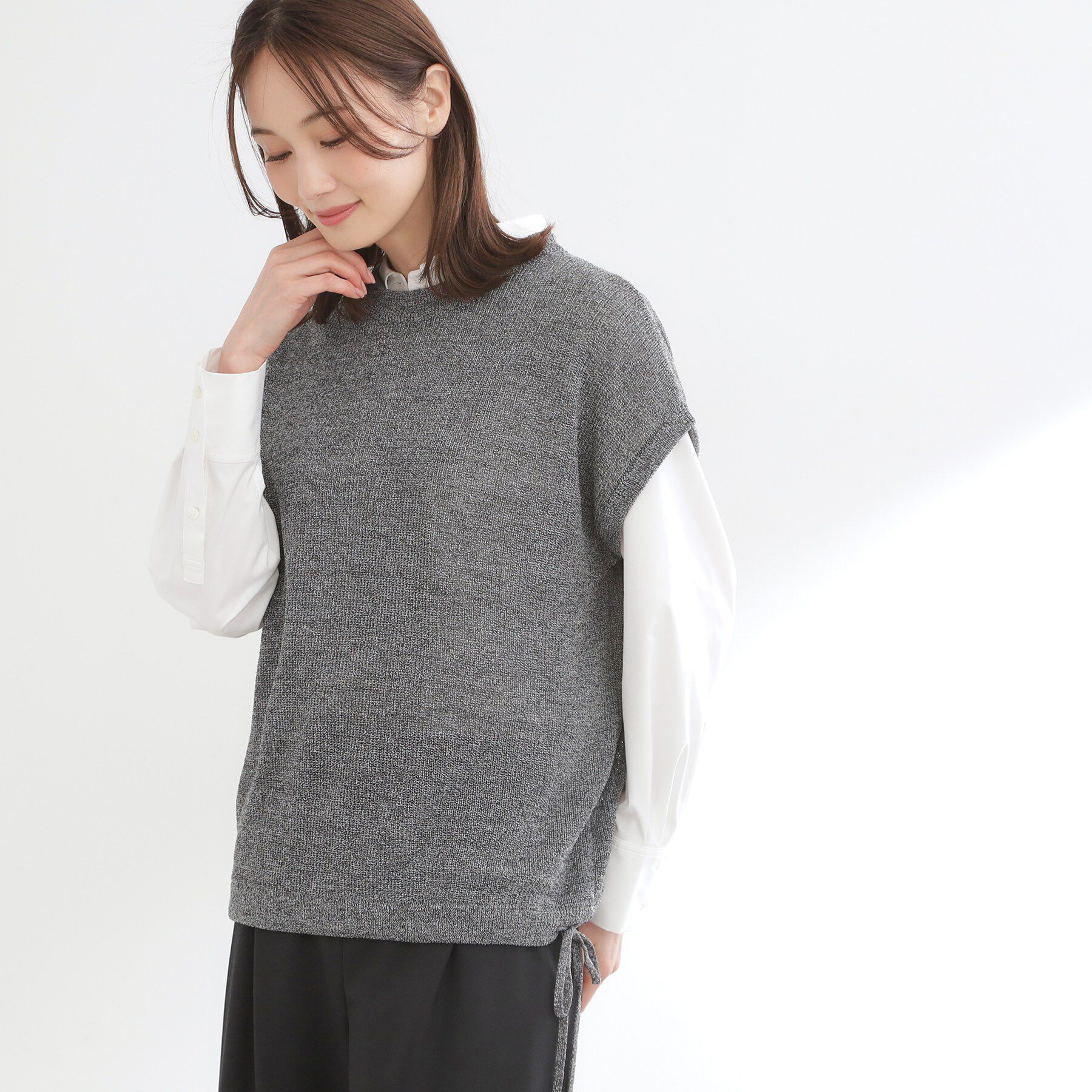 Reflect「【レイヤードにおすすめ◎】畦編みフレンチスリーブトップス」|ニット・セーター|