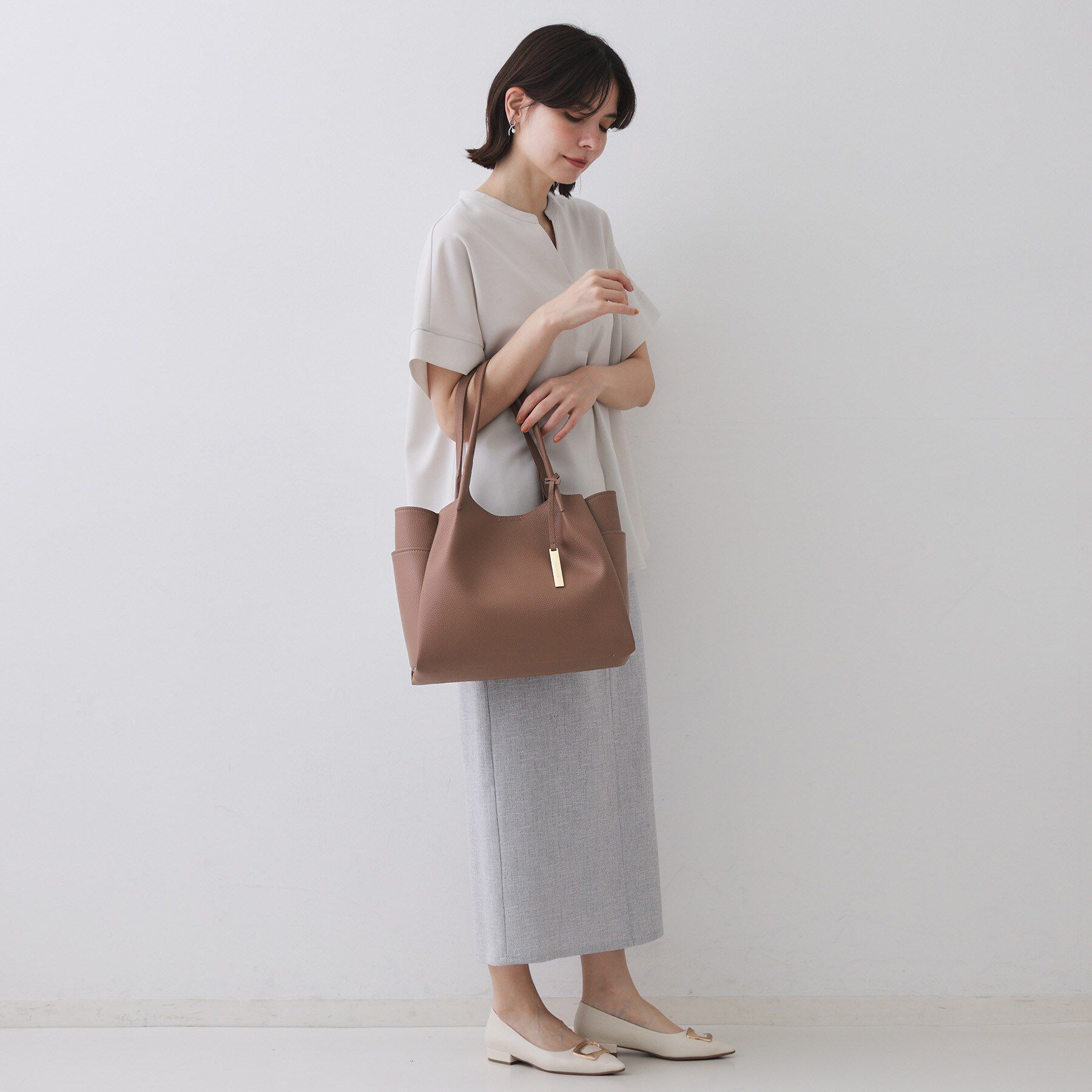 OPAQUE.CLIP「【軽量／多ポケット】ワイドマチ付きシュリンクトートバッグ」|トートバッグ|