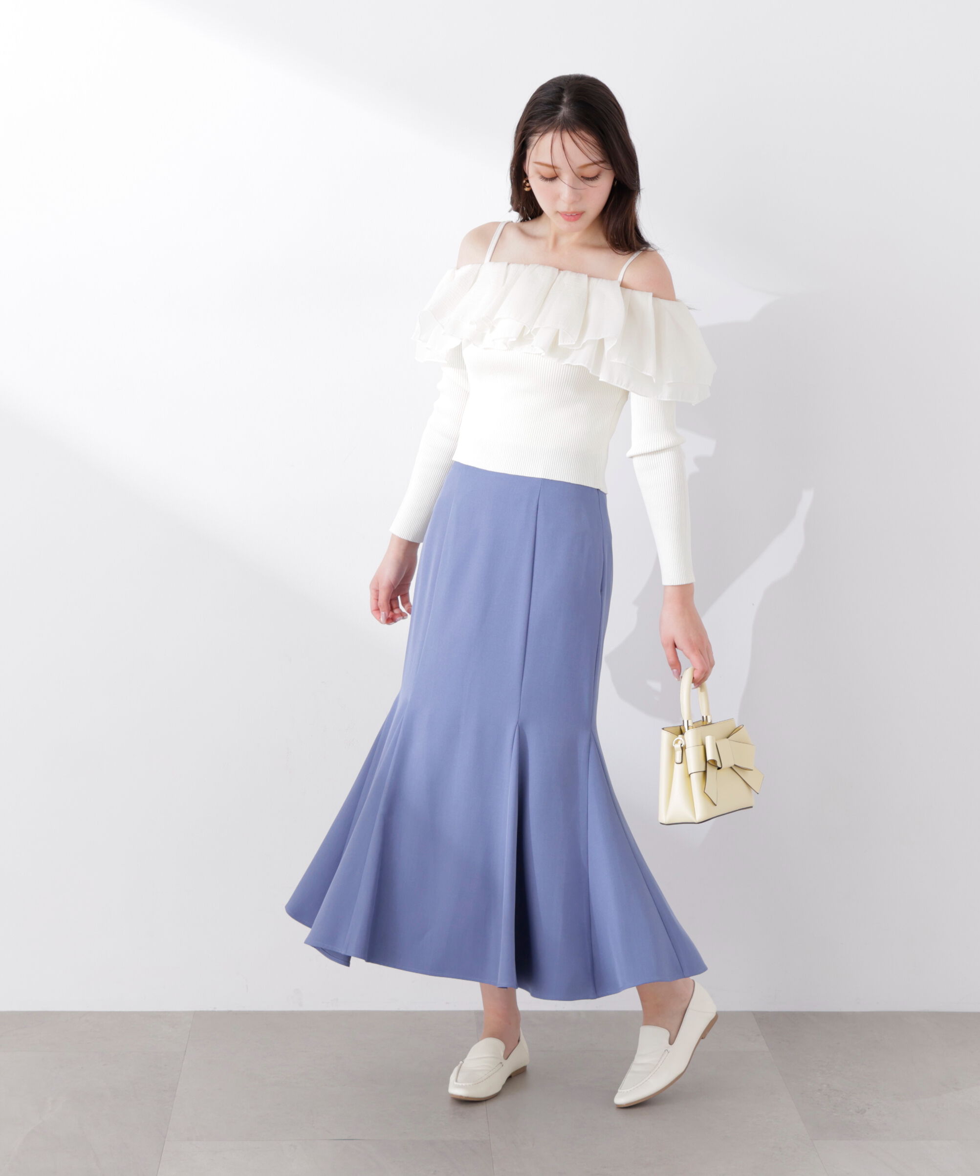 PROPORTION BODY DRESSING「〈a/mie〉フリルリブニット　26SS」|カーディガン|