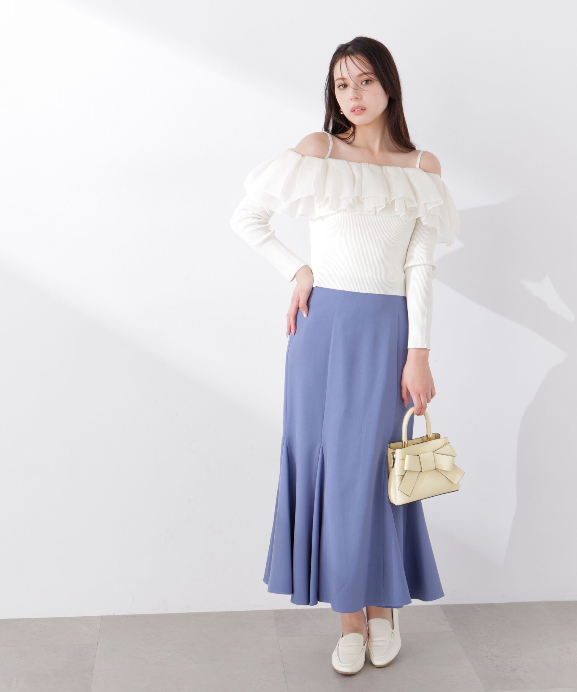 PROPORTION BODY DRESSING「〈a/mie〉フリルリブニット　26SS」|カーディガン|
