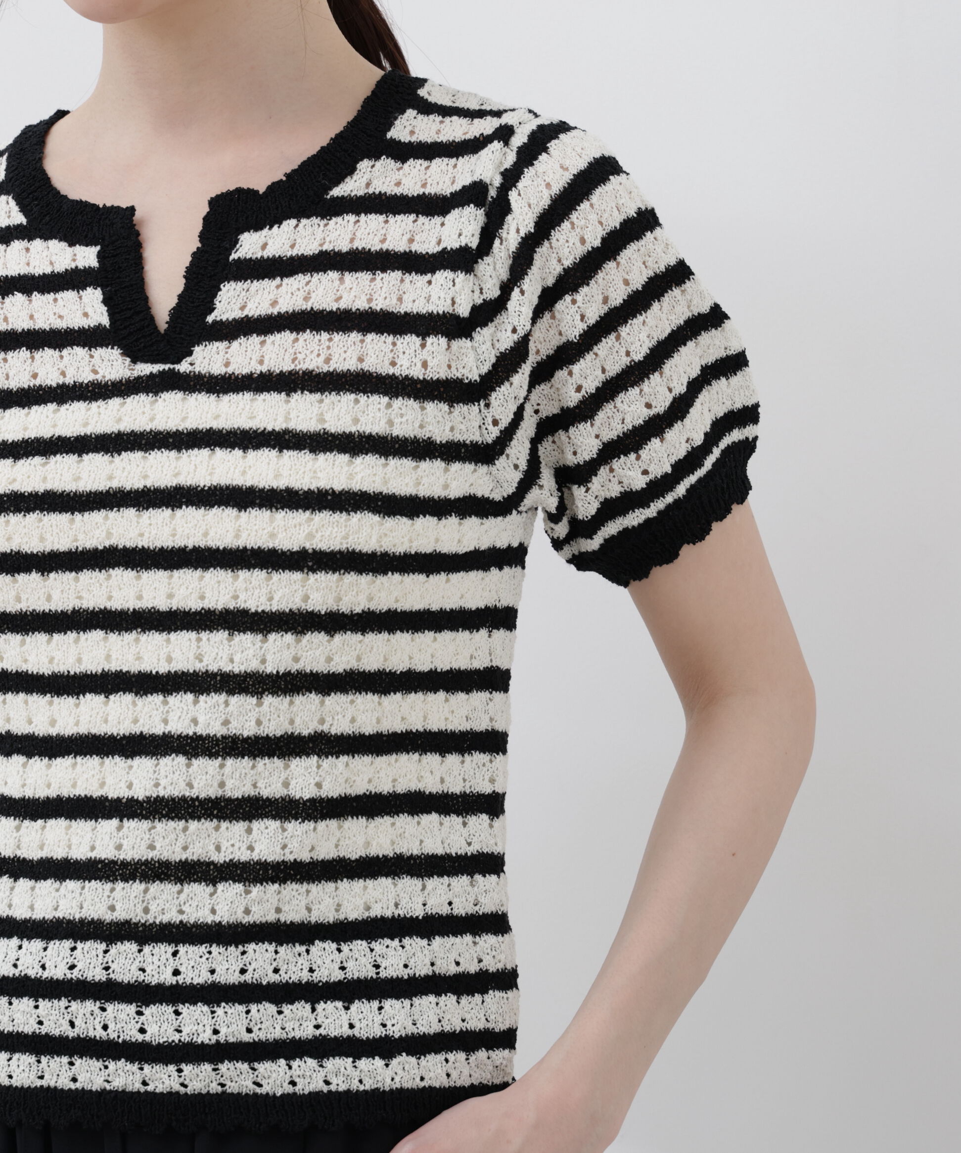 PROPORTION BODY DRESSING「ヘンリーネック透かし編みニット 26SS」|ニット・セーター|