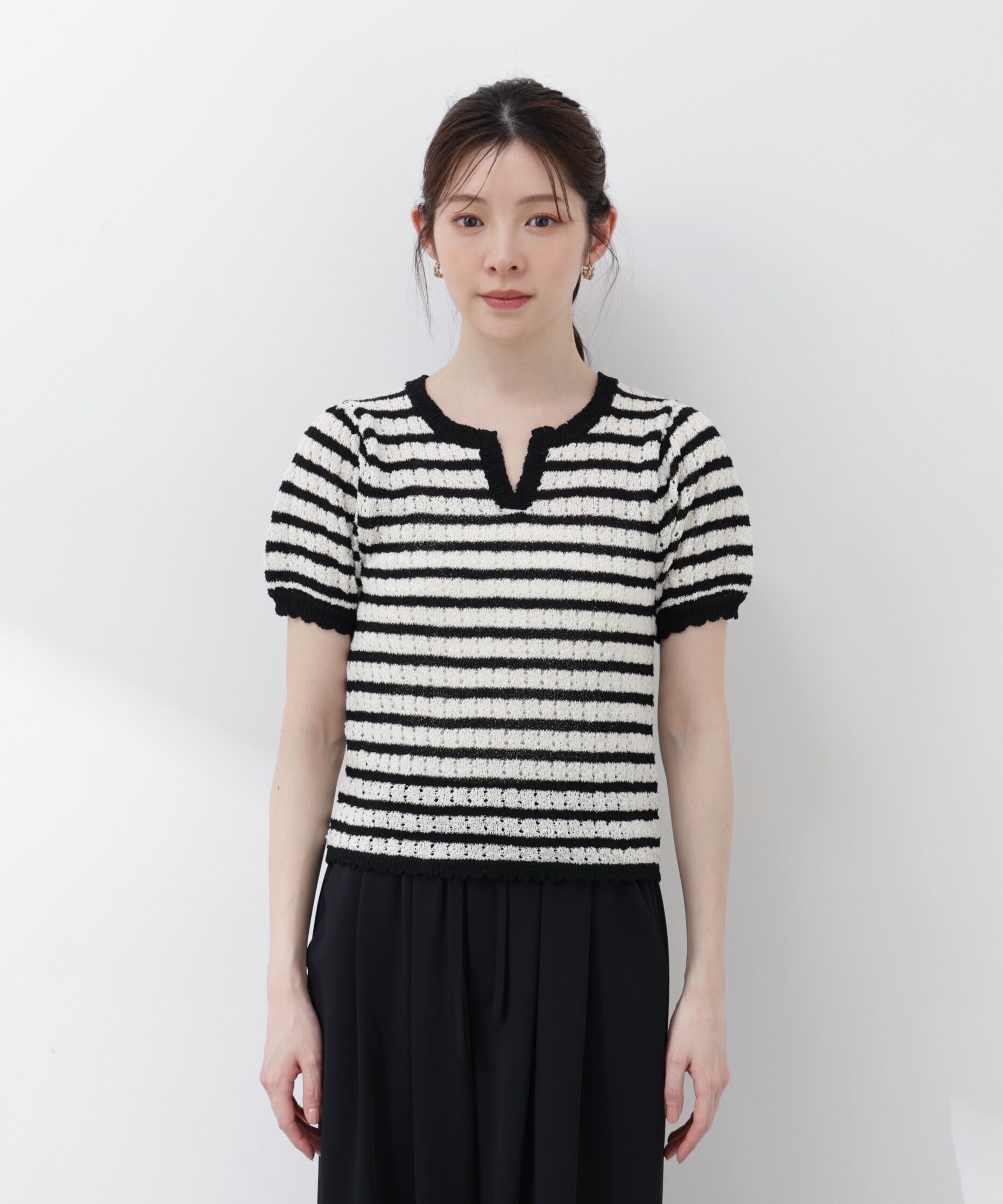 PROPORTION BODY DRESSING「ヘンリーネック透かし編みニット 26SS」|ニット・セーター|