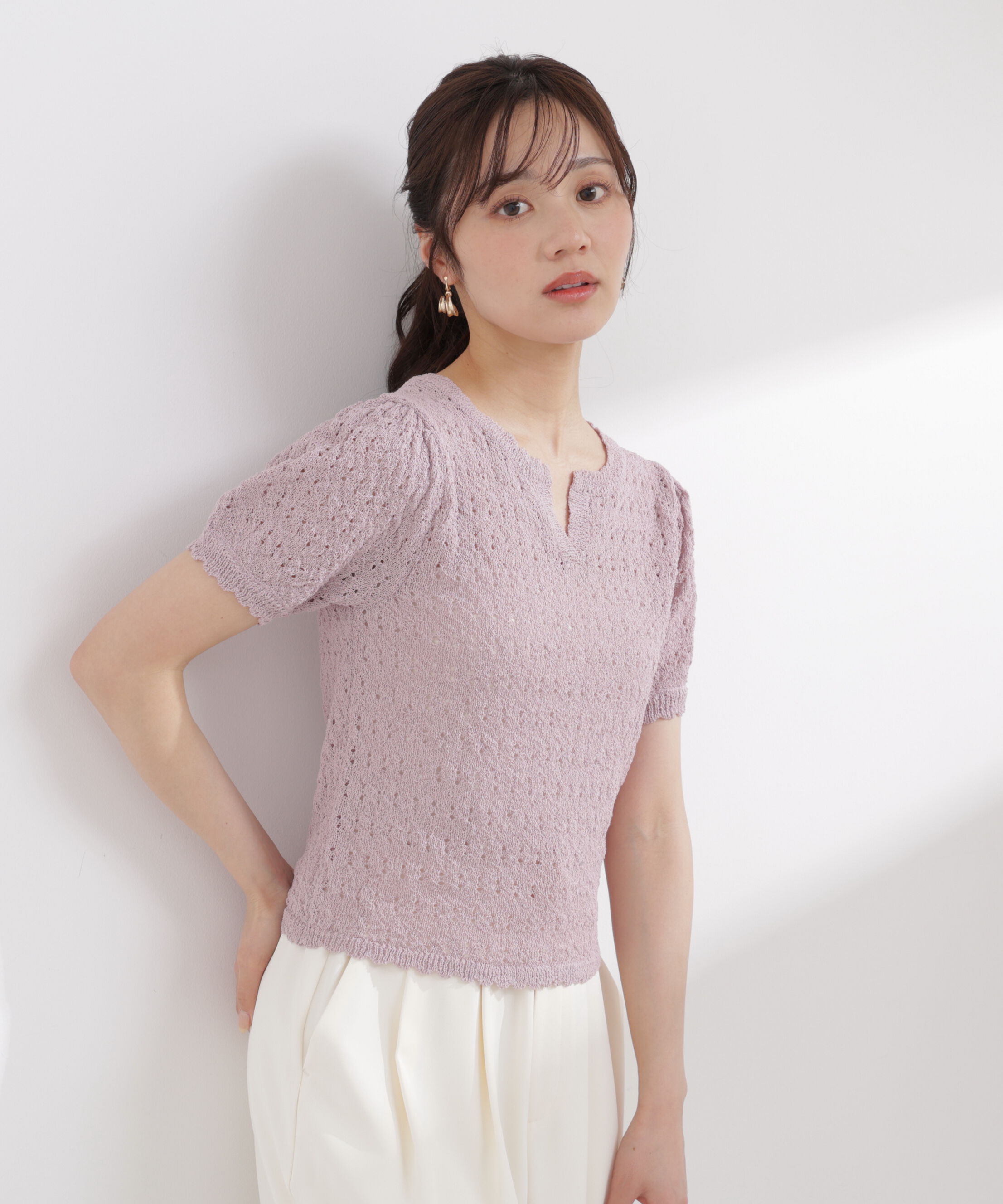 PROPORTION BODY DRESSING「ヘンリーネック透かし編みニット 26SS」|ニット・セーター|