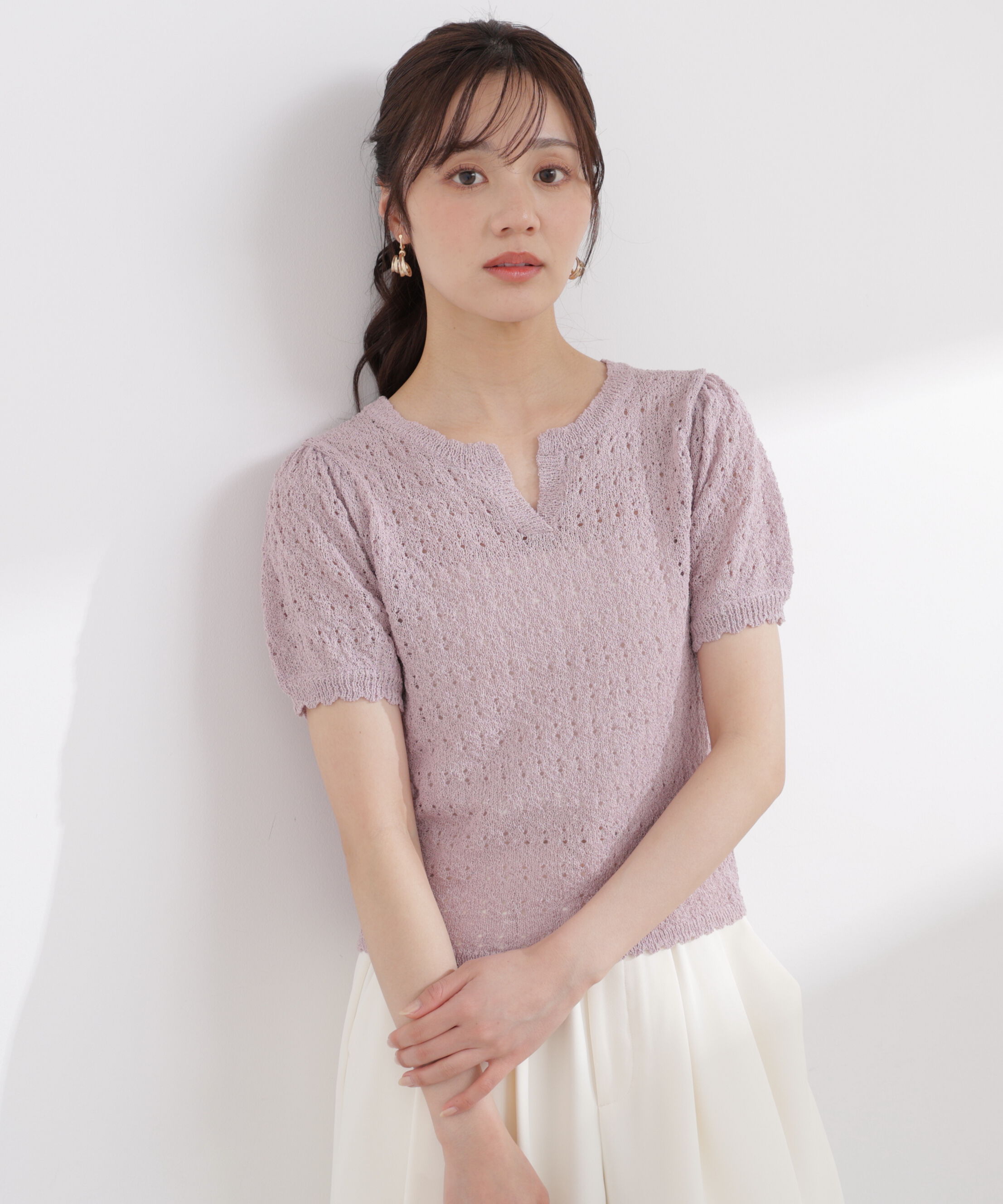 PROPORTION BODY DRESSING「ヘンリーネック透かし編みニット 26SS」|ニット・セーター|