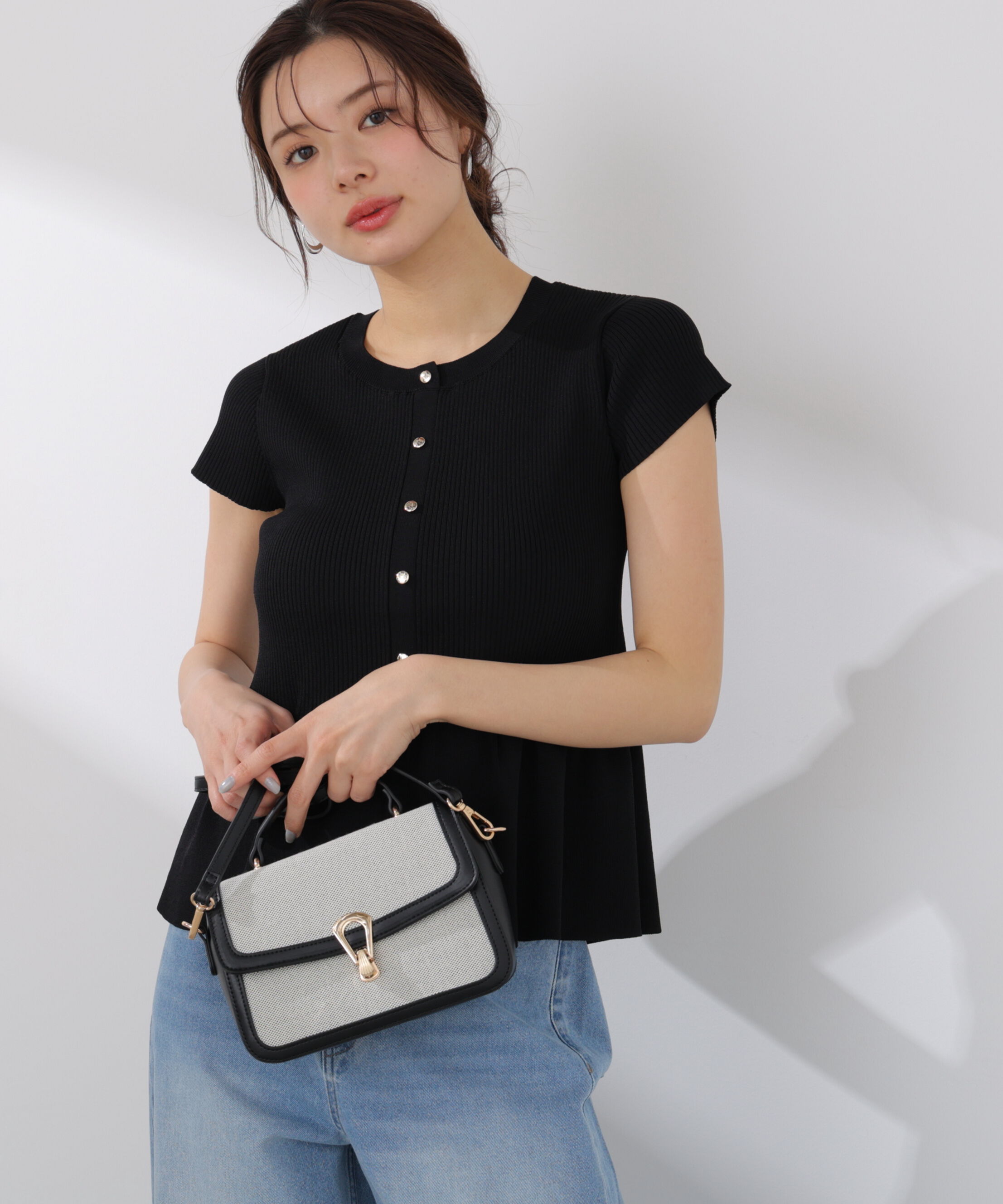 PROPORTION BODY DRESSING「ショート丈リブペプラムニット 26SS」|ニット・セーター|