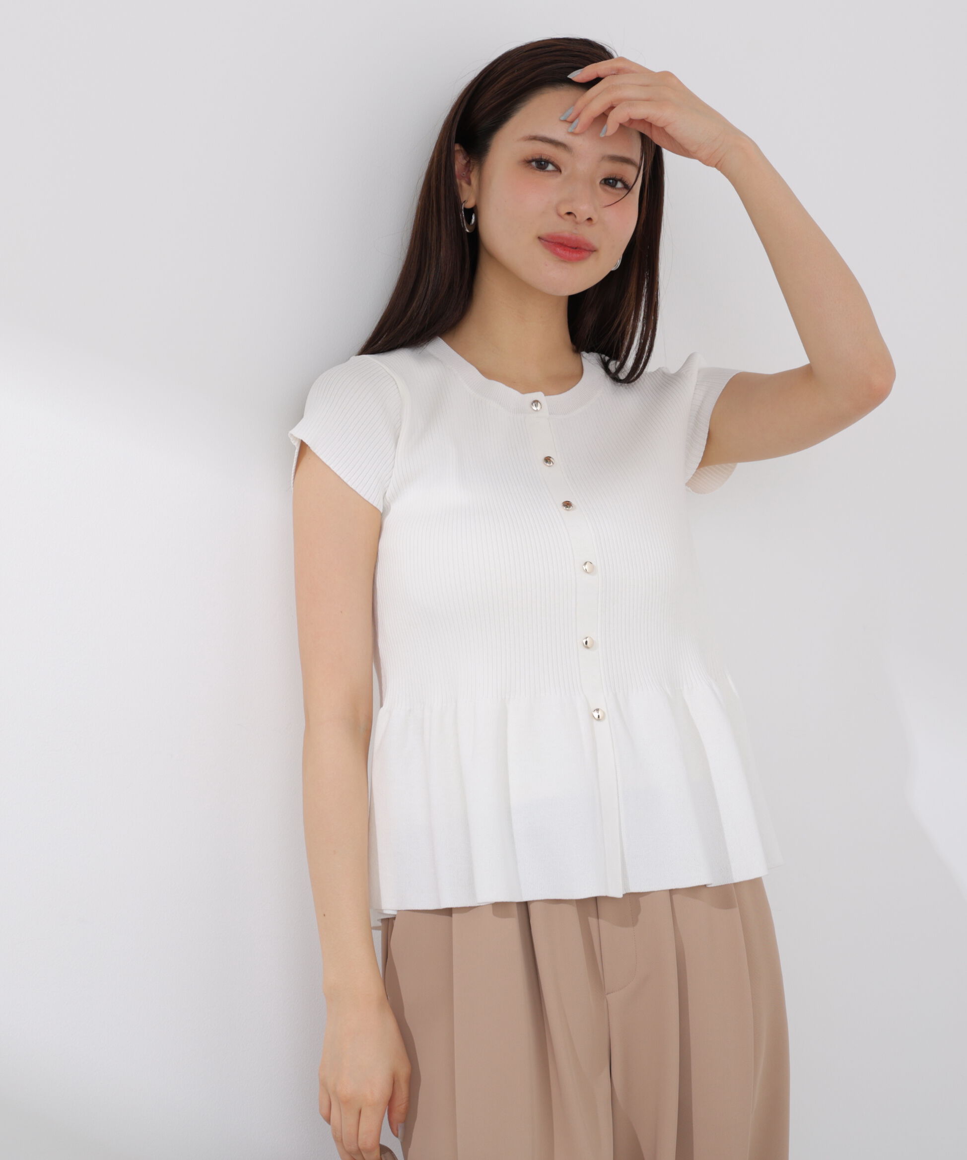 PROPORTION BODY DRESSING「ショート丈リブペプラムニット 26SS」|ニット・セーター|