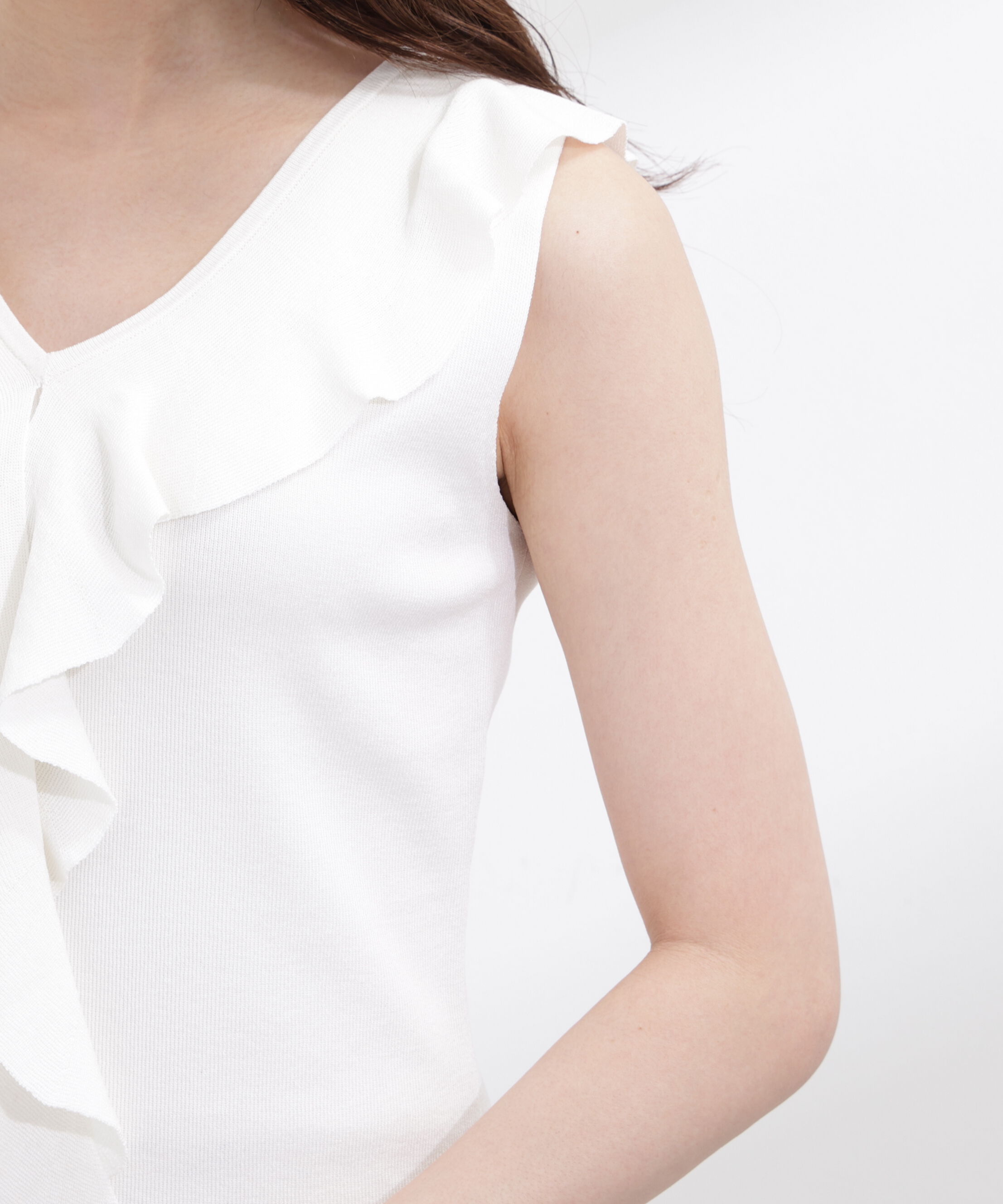 PROPORTION BODY DRESSING「＜中川紅葉さん着用＞フリルノースリーブニット」|ニット・セーター|