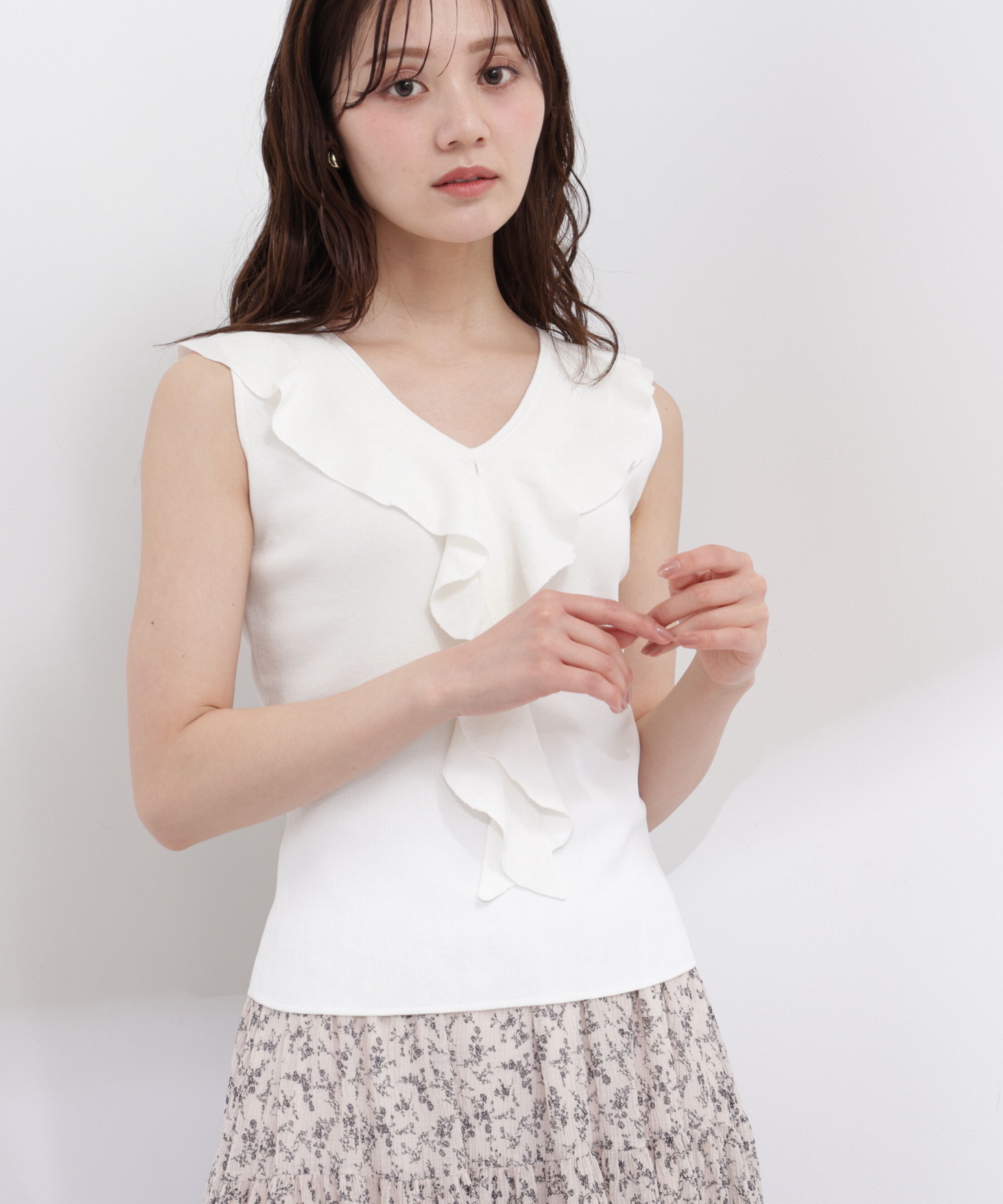 PROPORTION BODY DRESSING「＜中川紅葉さん着用＞フリルノースリーブニット」|ニット・セーター|