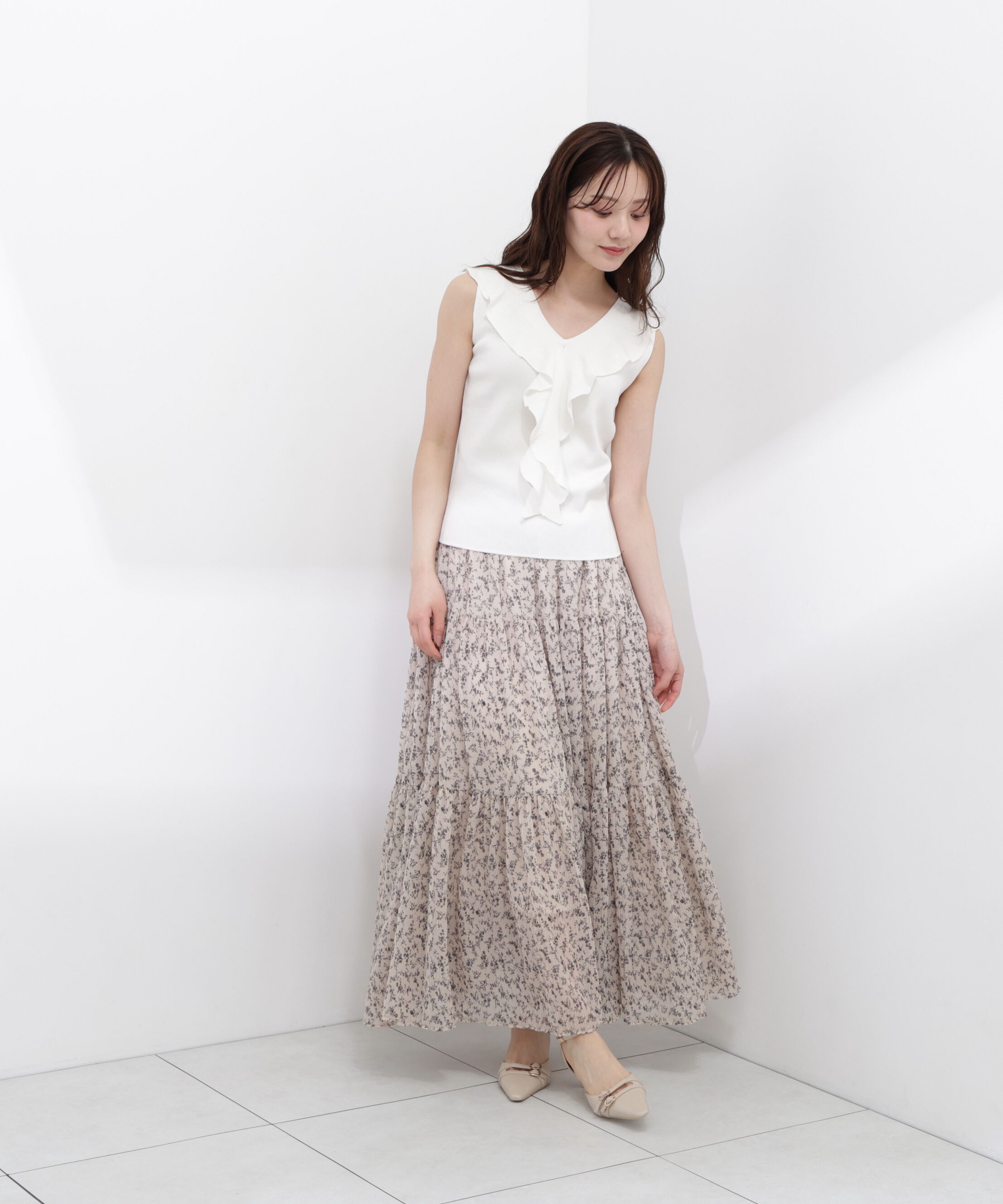 PROPORTION BODY DRESSING「＜中川紅葉さん着用＞フリルノースリーブニット」|ニット・セーター|