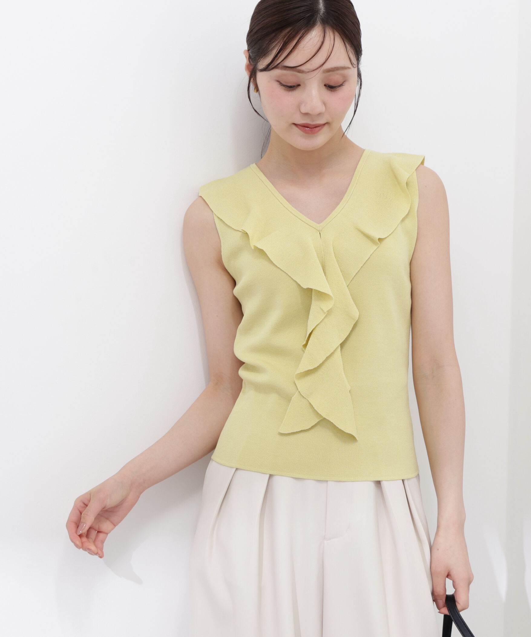 PROPORTION BODY DRESSING「＜中川紅葉さん着用＞フリルノースリーブニット」|ニット・セーター|