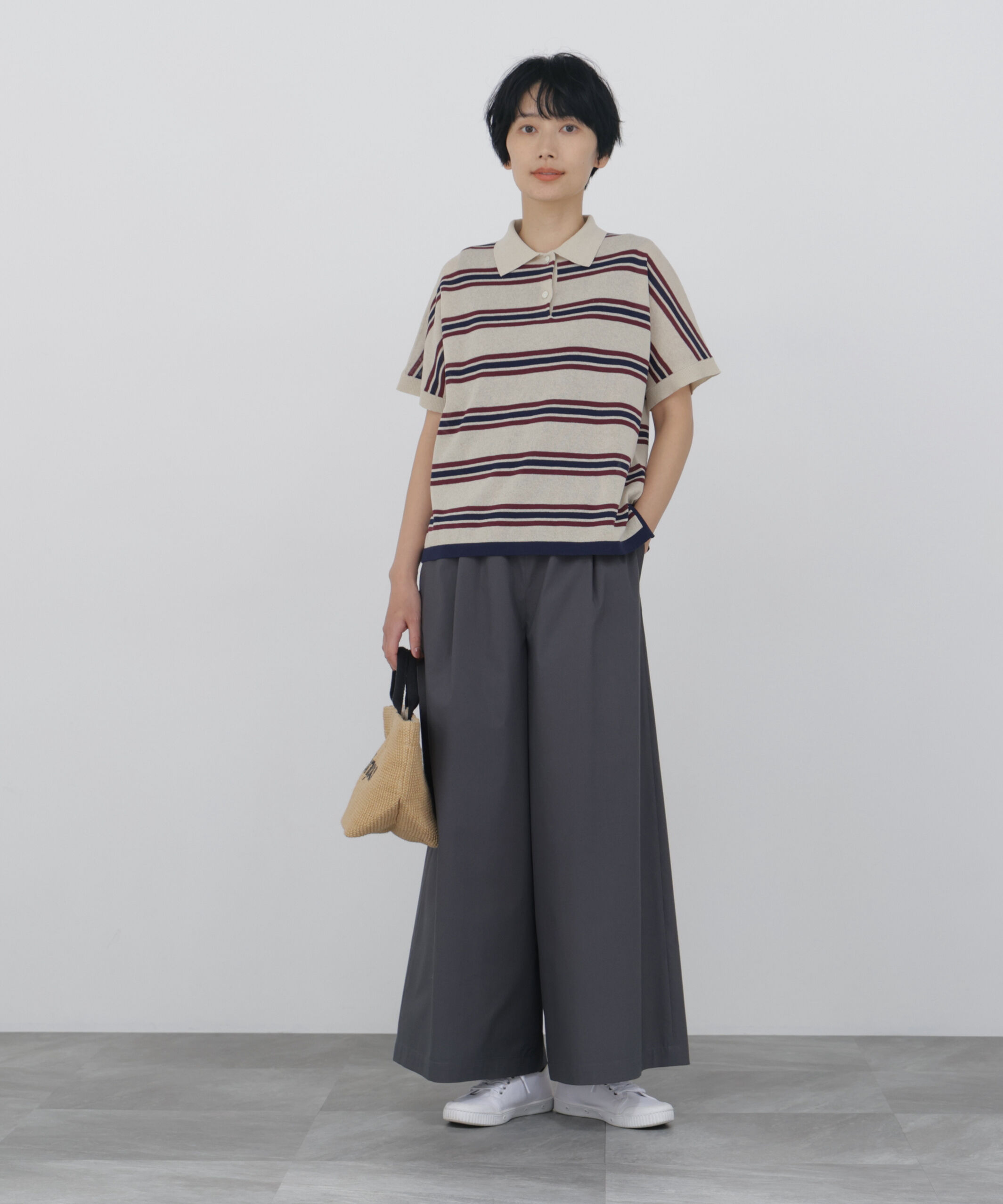  「◆《洗える / Good Price》 シアーボーダーポロニットＴ」|ニット・セーター|
