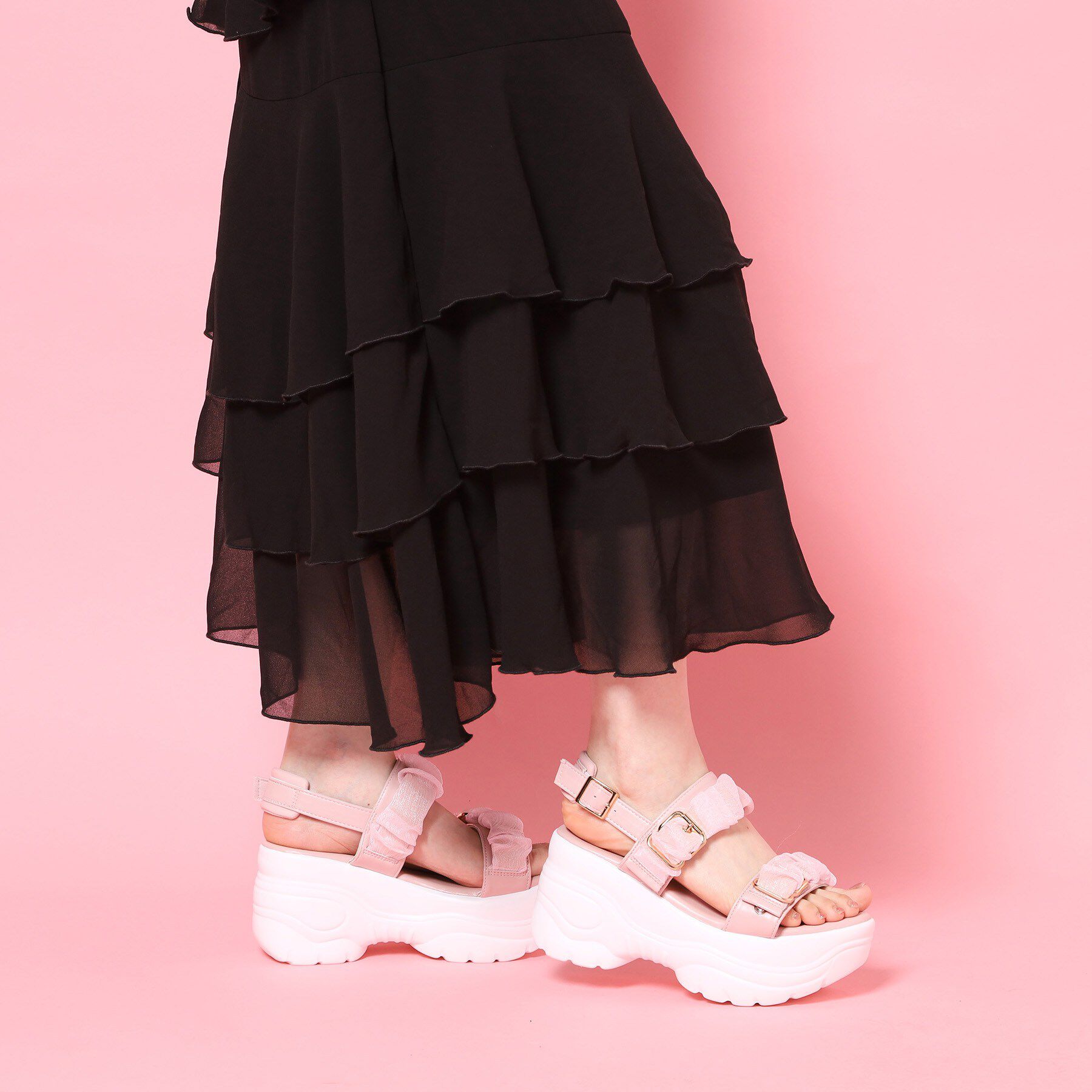 csT&P「厚底シアーギャザーベルトサンダル」|サンダル|