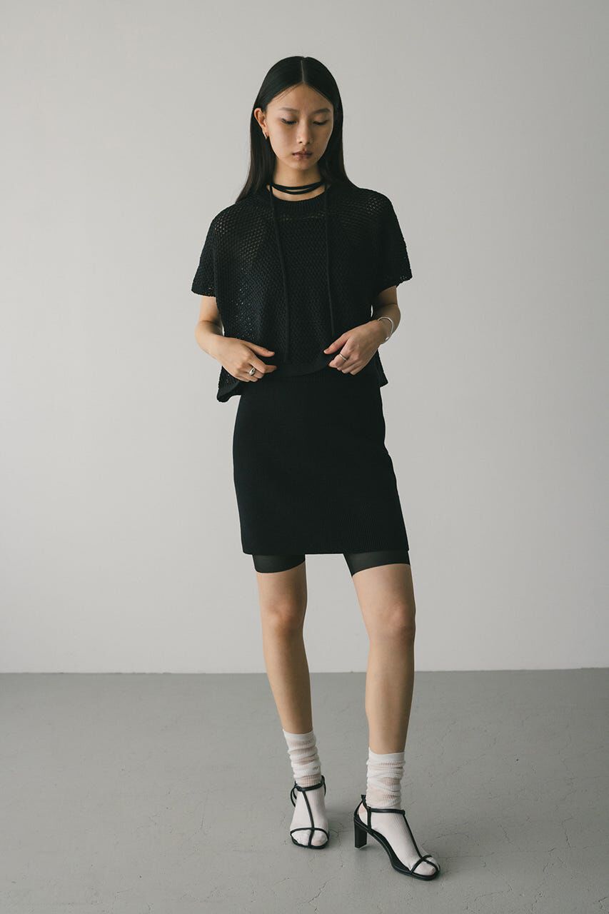 STYLEMIXER「ルーズクロシェニットトップ」|ニット・セーター|BLK