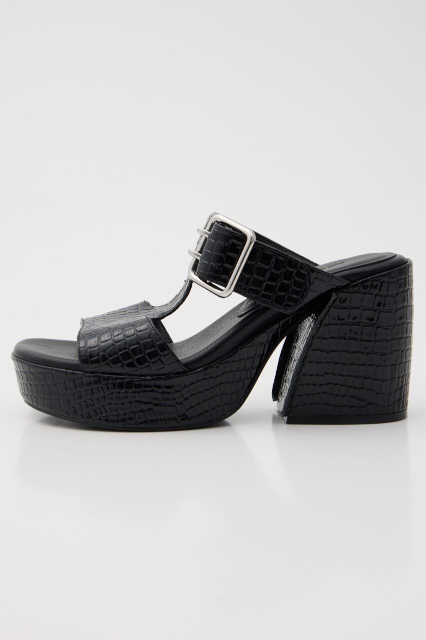 MOUSSY「CROCO CHUNKY HEEL サンダル」|サンダル|BLK
