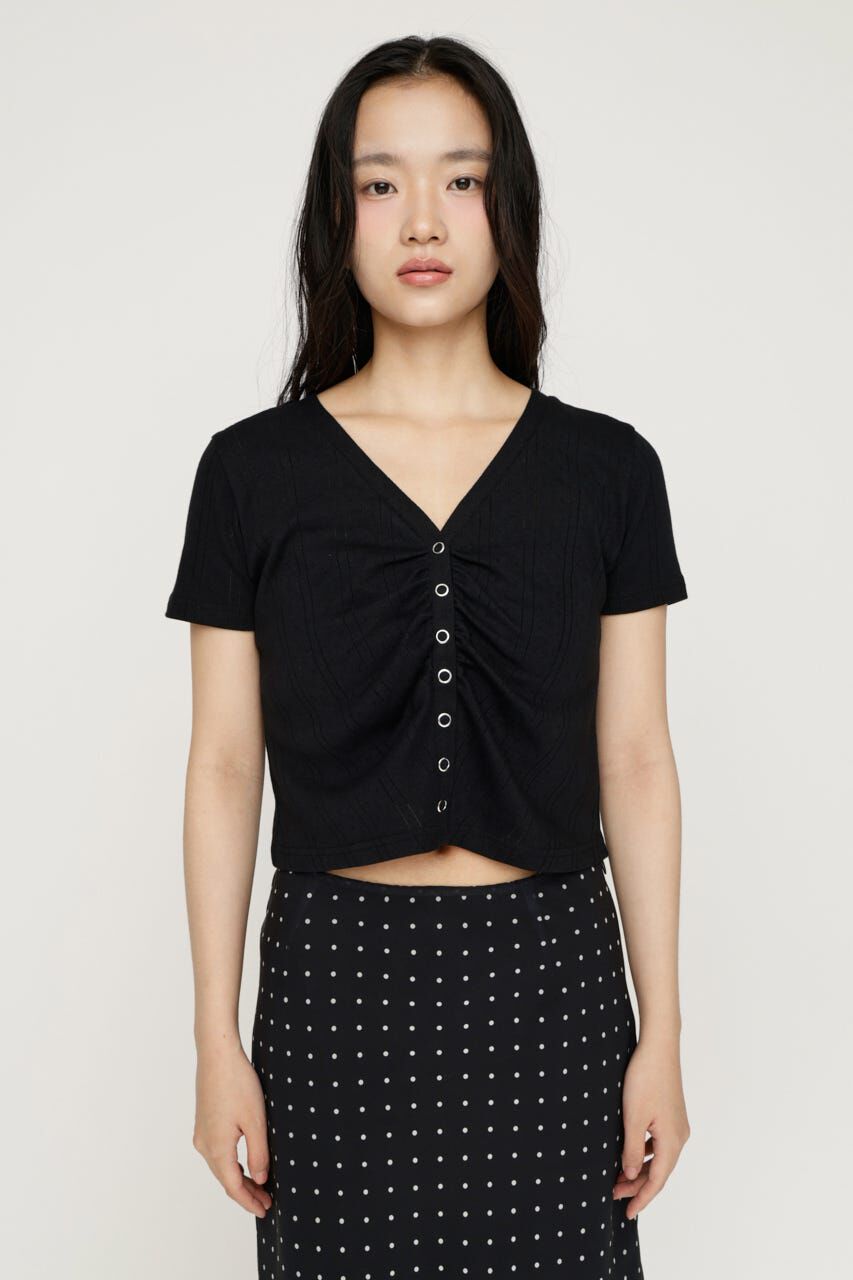 SLY「GATHER EYELET V／N カーディガン」|カーディガン|