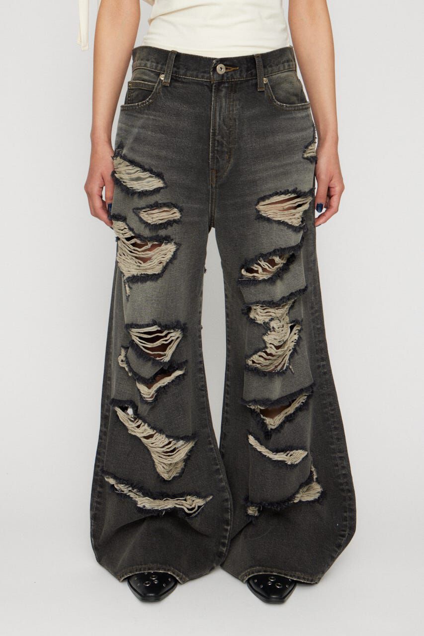 LAGUA GEM「MANY CRASH LOOSEY デニム」|デニム|BLK