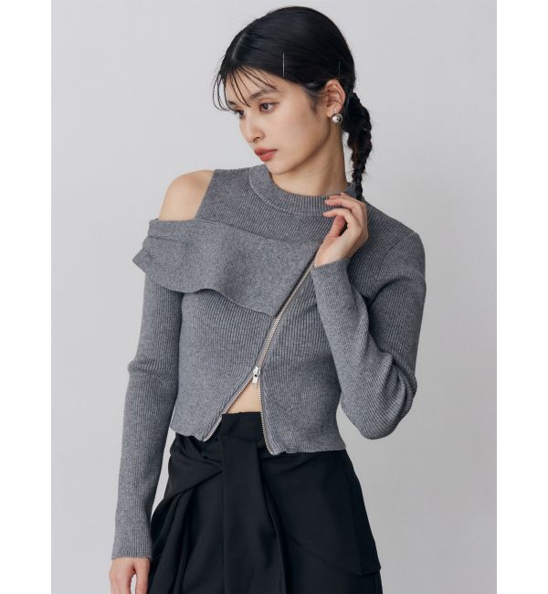 MURUA「ワンショルダーZIPニット」|ニット・セーター|