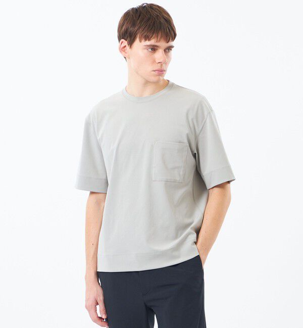 MACKINTOSH PHILOSOPHY「ブリテック 五分袖ポケT ドライフラットストレッチクロス」|Tシャツ・カットソー|ライトグレー