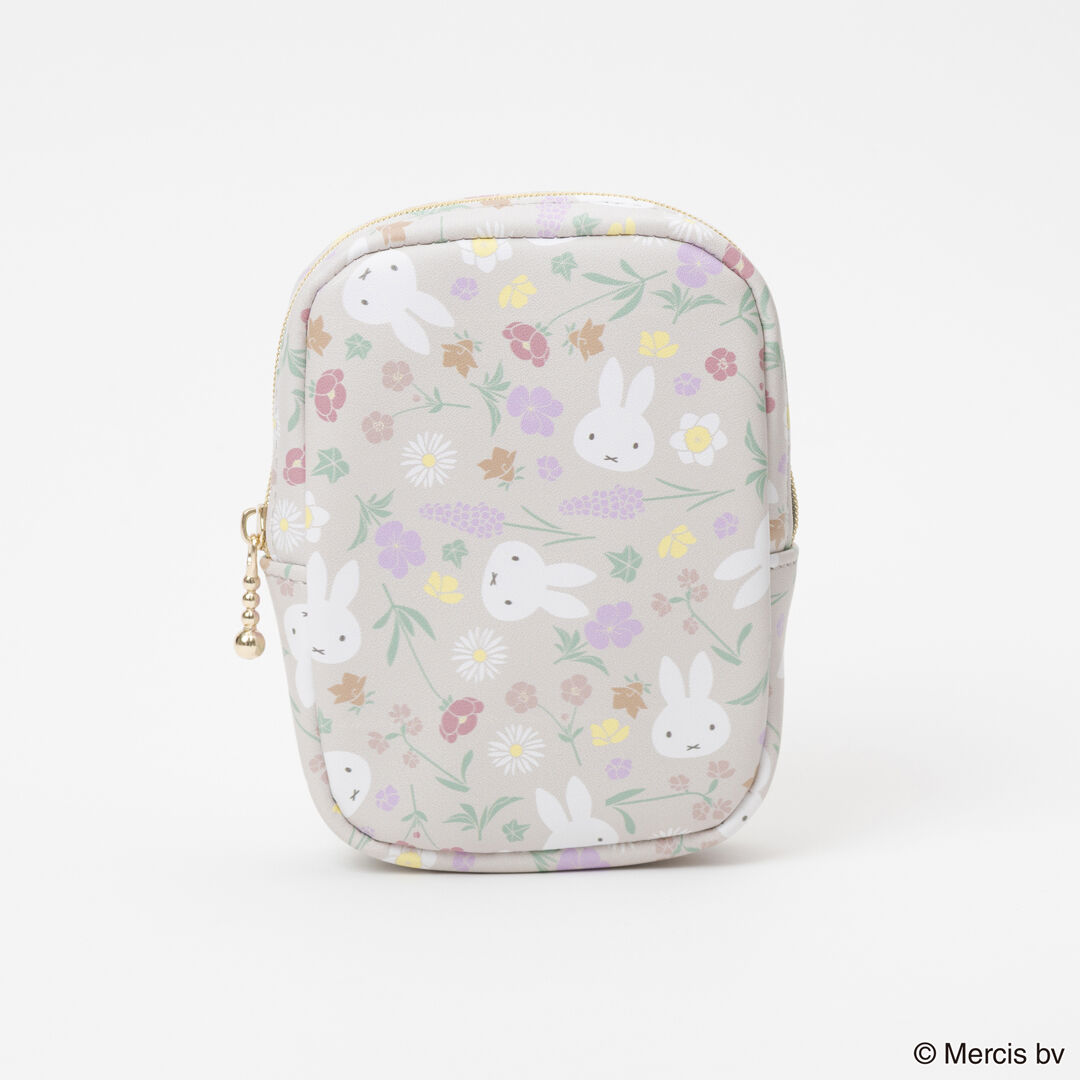  「MIFFY Floral pattern 縦型スクエアポーチ」|ポーチ|BEG